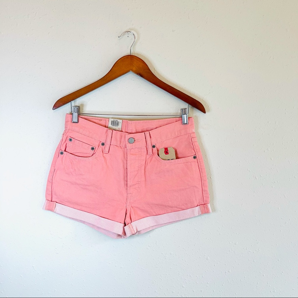 Levi’s 501 Mid Rise Coral Women’s Jean Shorts Size 28 NWT
